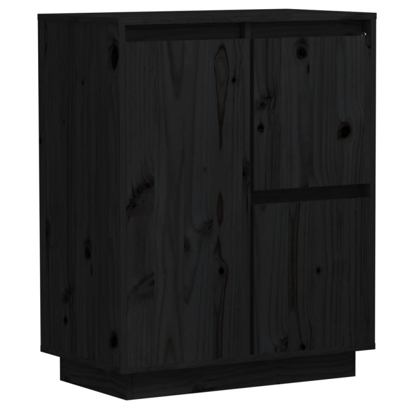 Szafka, czarna, 60 x 34 x 75 cm, lite drewno sosnowe