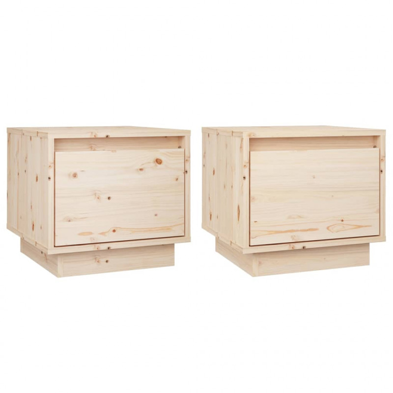 Szafki nocne, 2 szt., 35x34x32 cm, lite drewno sosnowe