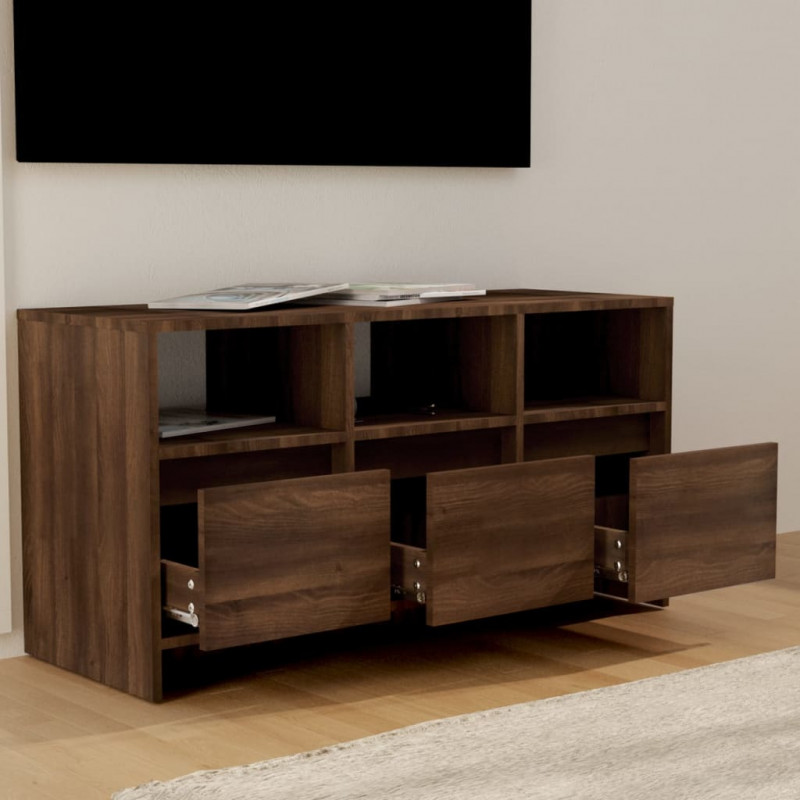 Szafka pod TV, brązowy dąb, 102x37,5x52,5 cm
