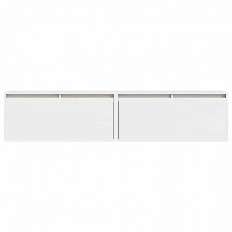 Szafki ścienne, 2 szt., białe, 80x30x35 cm lite drewno sosnowe