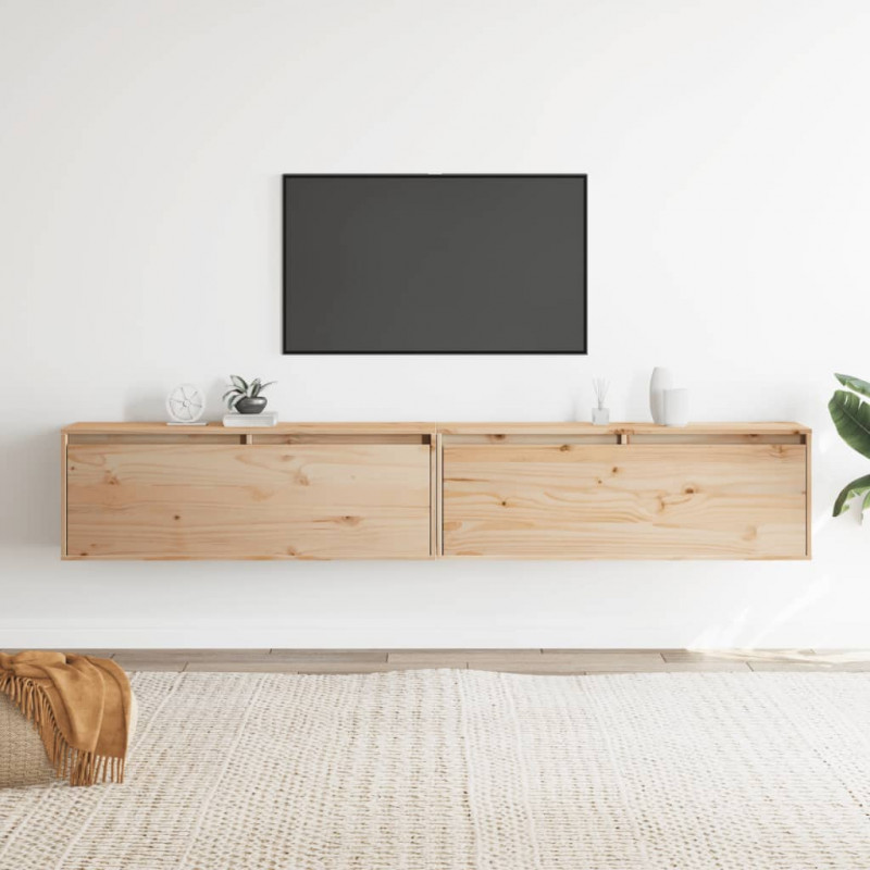 Szafki ścienne, 2 szt., 100x30x35 cm, lite drewno sosnowe