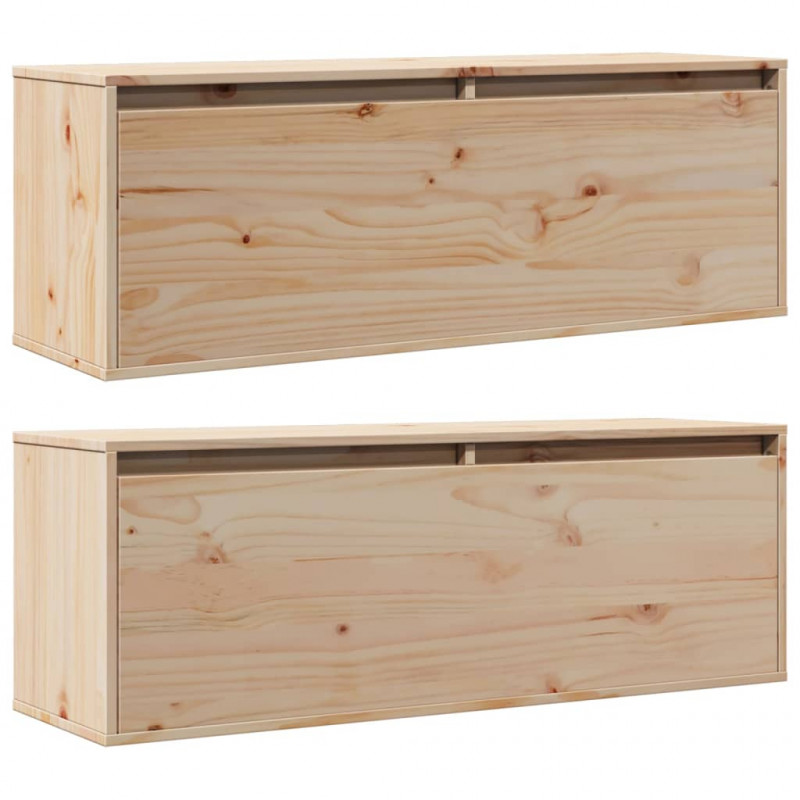 Szafki ścienne, 2 szt., 100x30x35 cm, lite drewno sosnowe