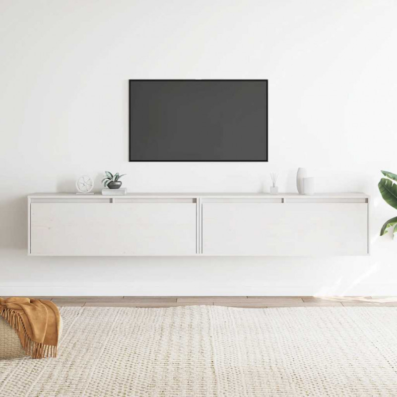 Szafki ścienne, 2 szt., białe, 100x30x35 cm, drewno sosnowe