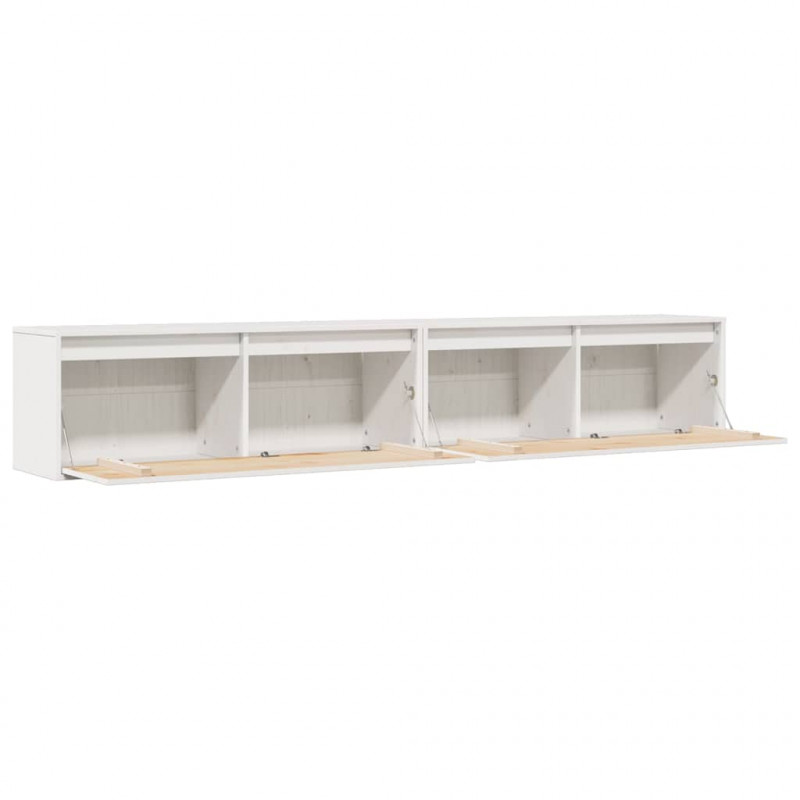 Szafki ścienne, 2 szt., białe, 100x30x35 cm, drewno sosnowe