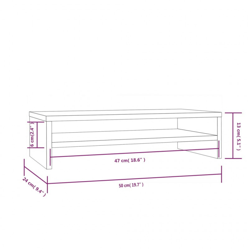 Podstawka na monitor, 50x24x13 cm, lite drewno sosnowe