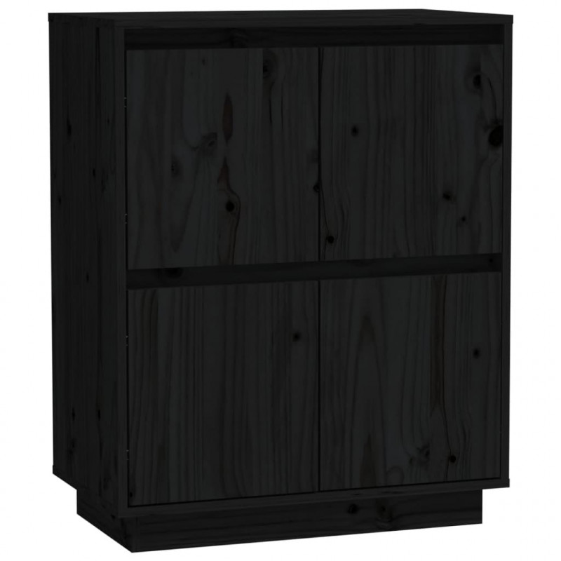 Szafka, czarna, 60 x 34 x 75 cm, lite drewno sosnowe