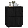 Szafka, czarna, 60 x 34 x 75 cm, lite drewno sosnowe