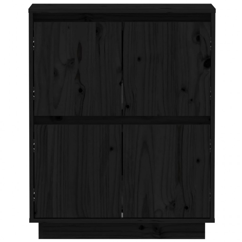 Szafka, czarna, 60 x 34 x 75 cm, lite drewno sosnowe