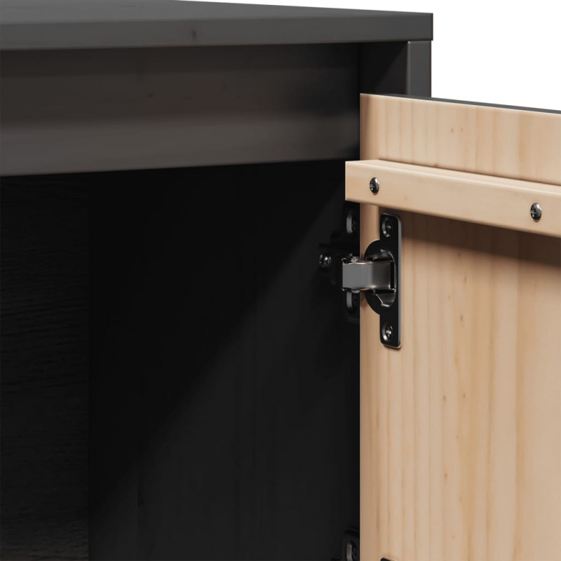Szafka, szara, 74x35x117 cm, lite drewno sosnowe