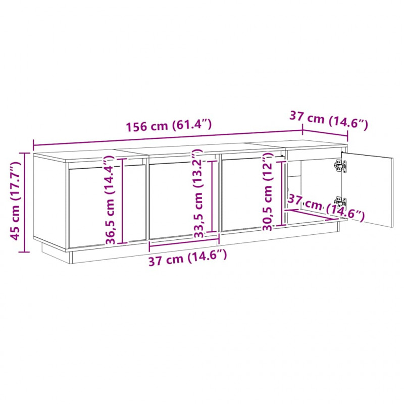 Szafka pod telewizor, 156x37x45 cm, lite drewno sosnowe