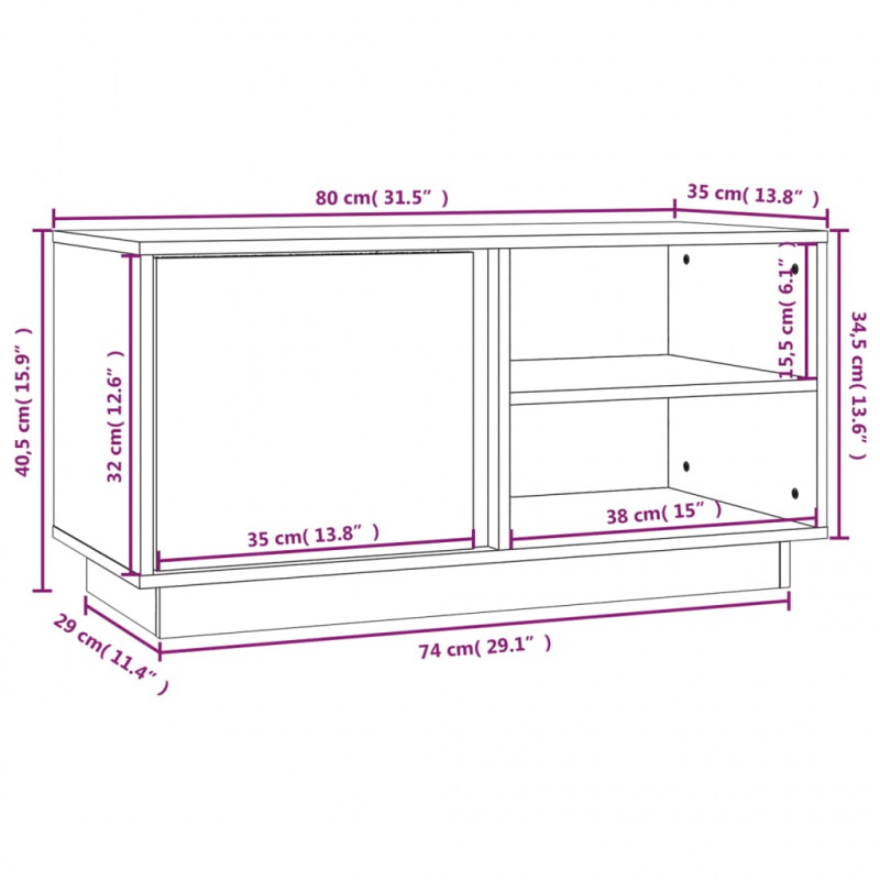 Szafka pod TV, miodowy brąz, 80x35x40,5 cm, lite drewno sosnowe