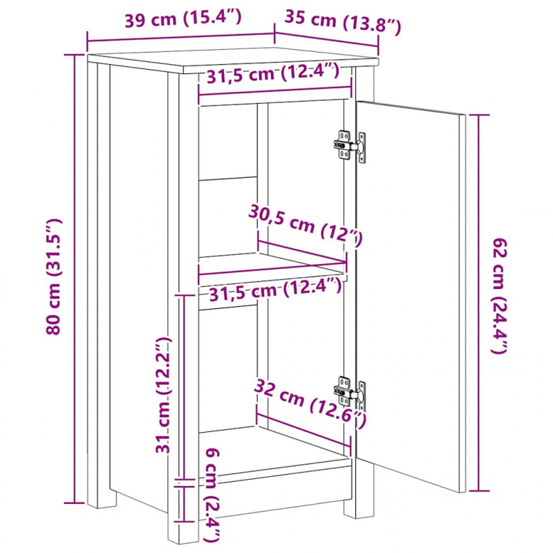 Szafki, 2 szt., białe, 39x35x80 cm, lite drewno sosnowe