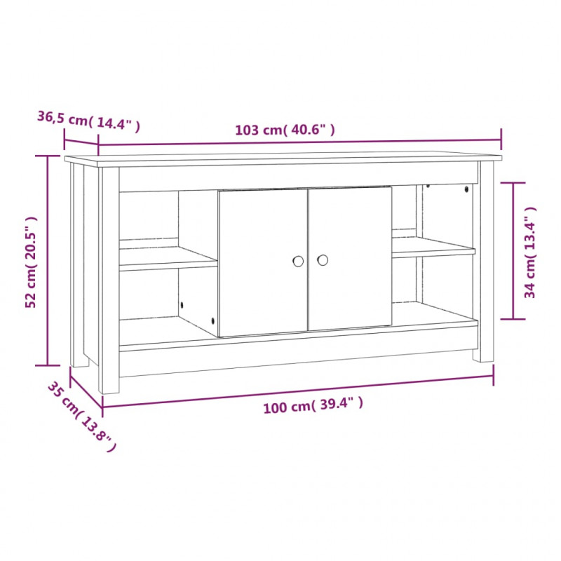 Szafka pod telewizor, 103x36,5x52 cm, lite drewno sosnowe