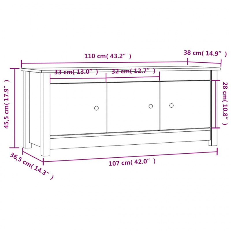 Szafka na buty, biała, 110x38x45,5 cm, lite drewno sosnowe