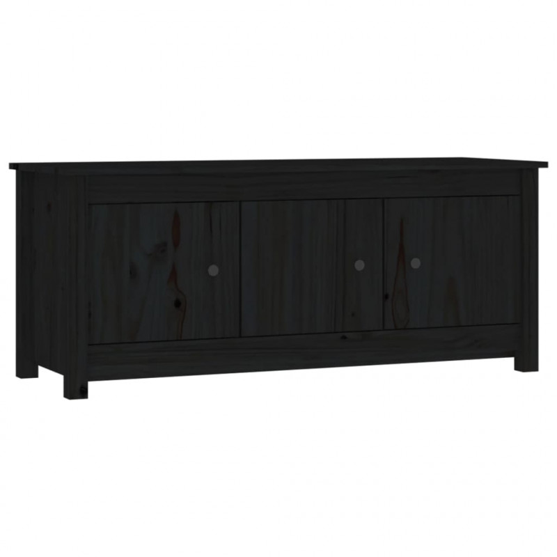 Szafka na buty, czarna, 110x38x45,5 cm, lite drewno sosnowe