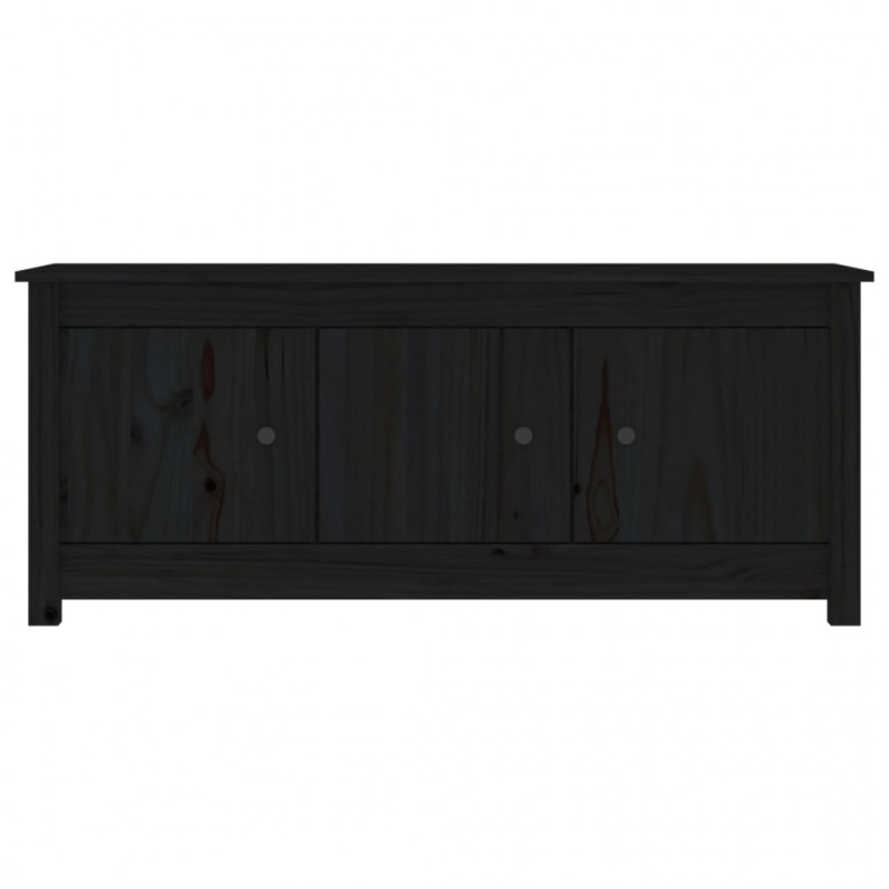 Szafka na buty, czarna, 110x38x45,5 cm, lite drewno sosnowe