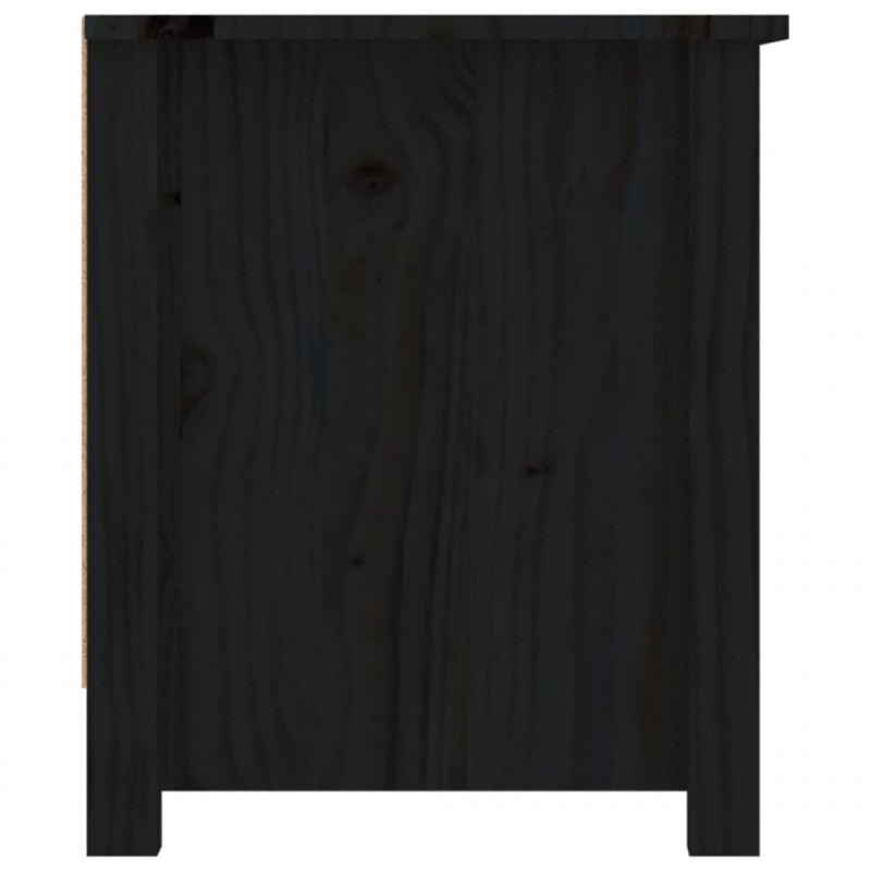 Szafka na buty, czarna, 110x38x45,5 cm, lite drewno sosnowe