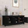 Szafka na buty, czarna, 110x38x45,5 cm, lite drewno sosnowe