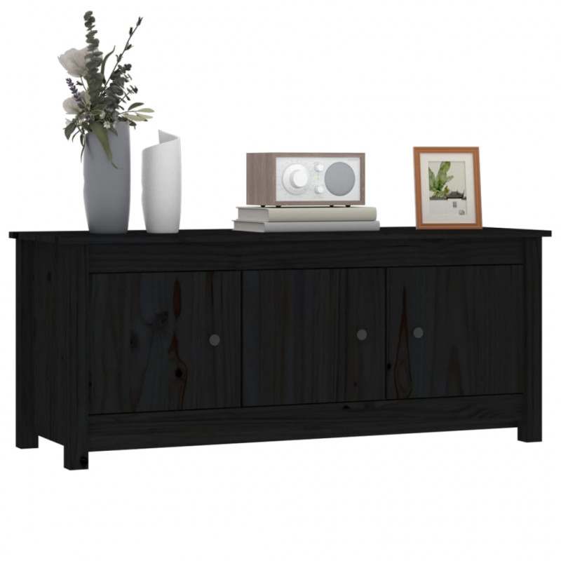 Szafka na buty, czarna, 110x38x45,5 cm, lite drewno sosnowe