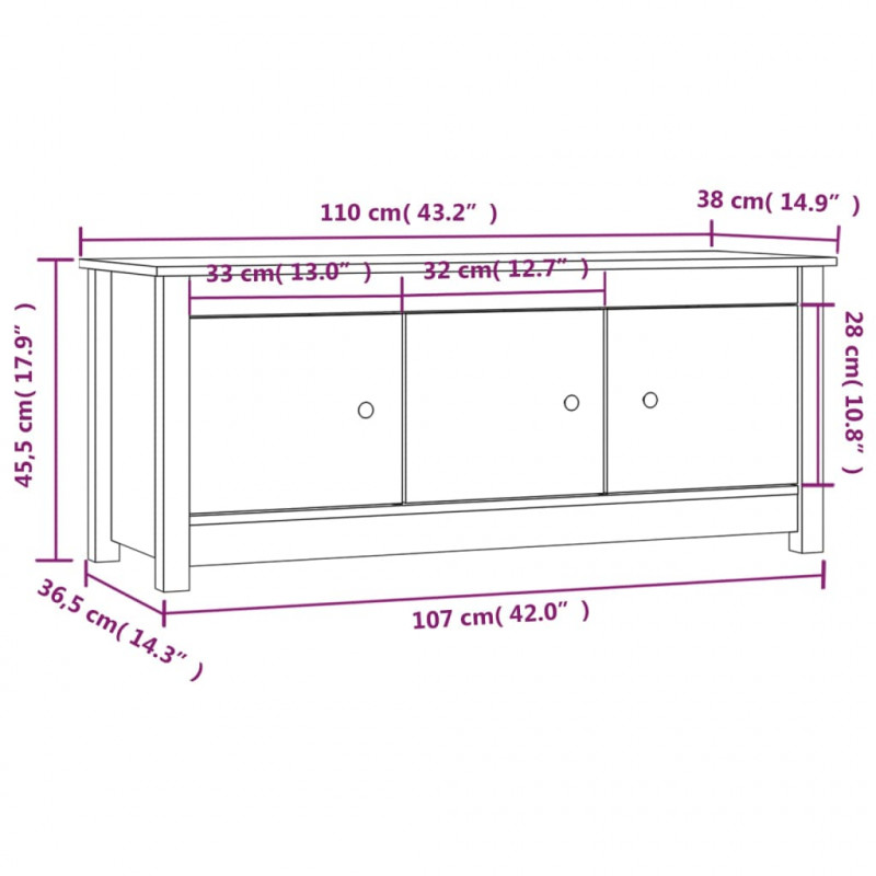 Szafka na buty, czarna, 110x38x45,5 cm, lite drewno sosnowe