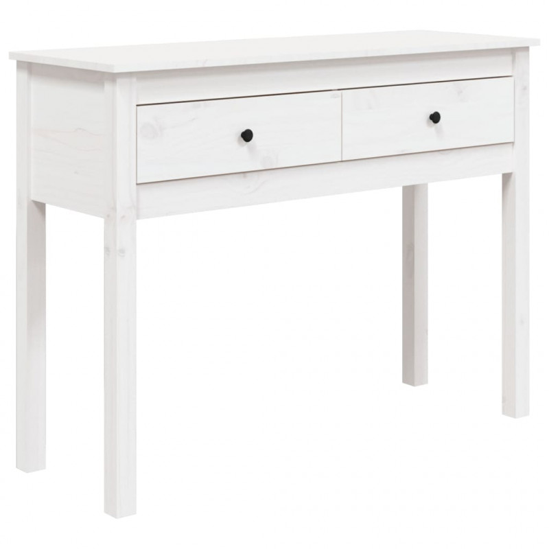 Stolik konsolowy, biały, 100x35x75 cm, lite drewno sosnowe