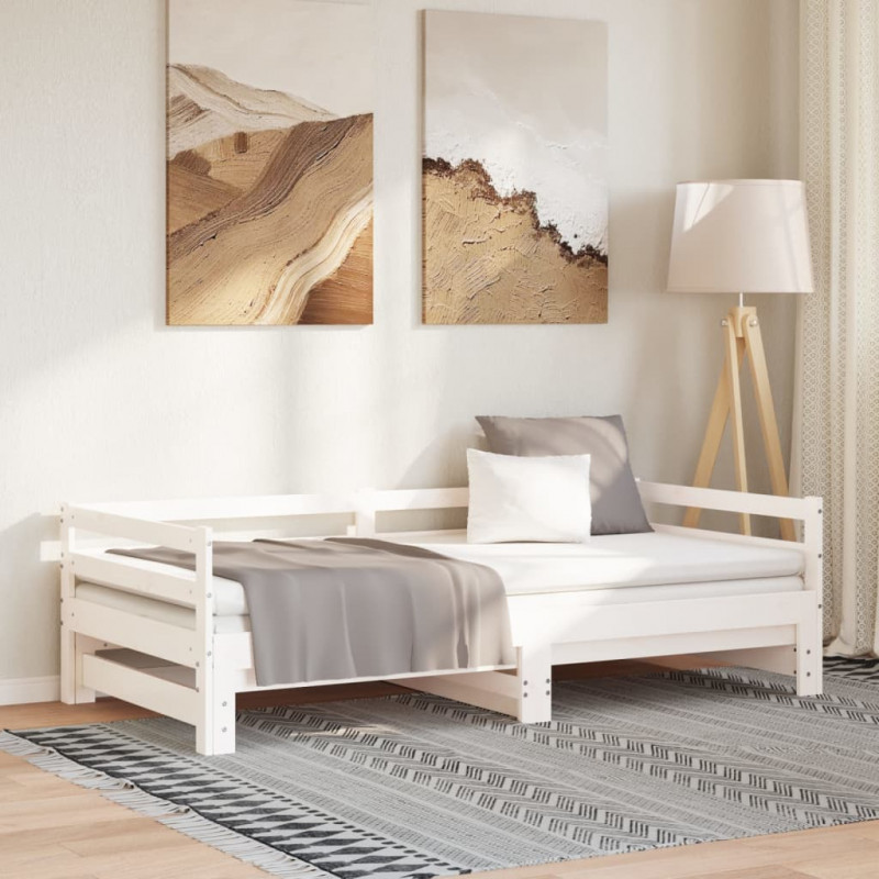 Łóżko wysuwane bez materaca, białe, 80x200 cm
