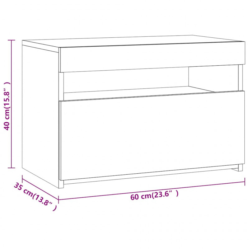 Szafka pod TV z oświetleniem LED, szary dąb sonoma, 60x35x40 cm
