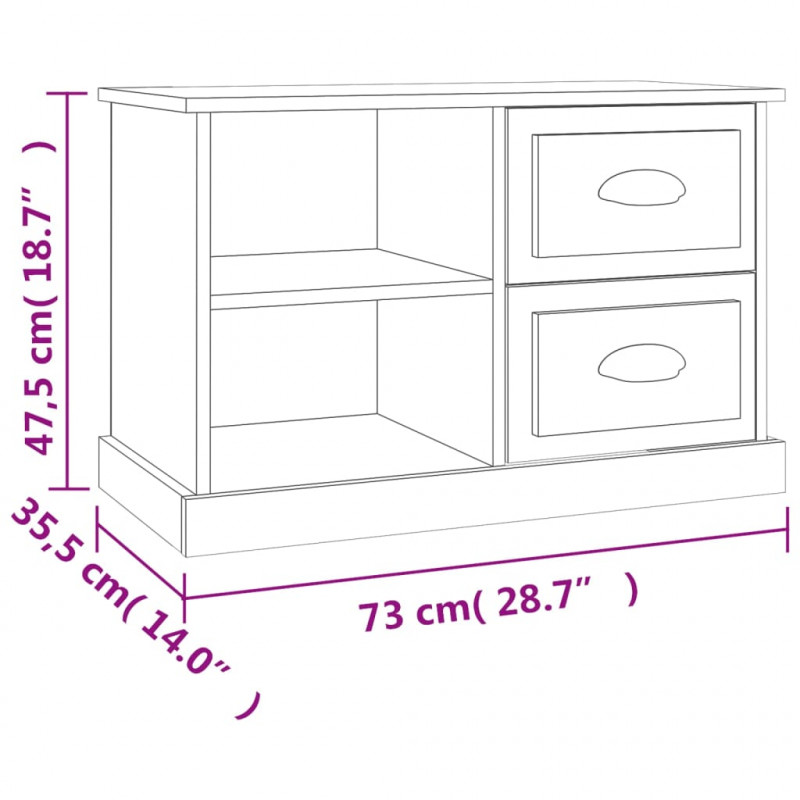 Szafka pod TV, szarość betonu, 73x35,5x47,5 cm