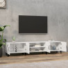 Szafka pod TV, wysoki połysk, biała, 180x31,5x40 cm