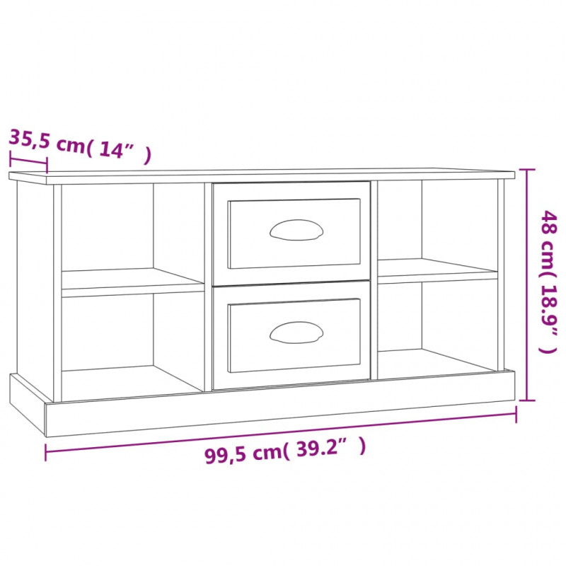 Szafka pod TV, biała z połyskiem, 99,5x35,5x48 cm