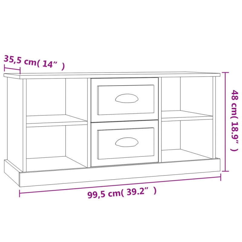 Szafka pod TV, szarość betonu, 99,5x35,5x48 cm
