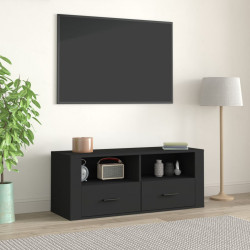Szafka pod TV, czarna, 100x35x40 cm, materiał drewnopochodny