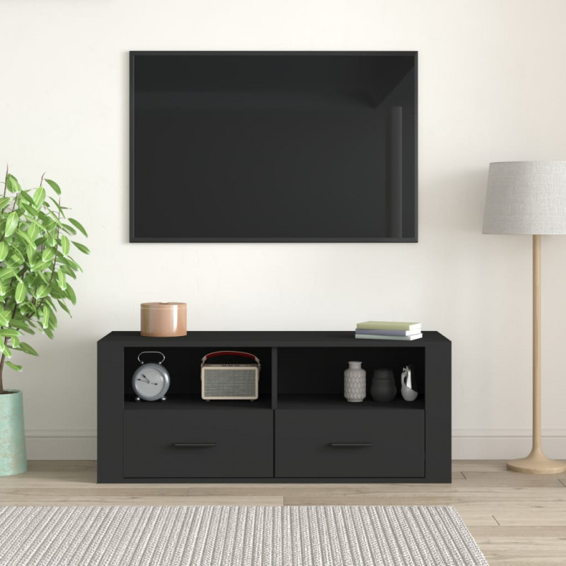 Szafka pod TV, czarna, 100x35x40 cm, materiał drewnopochodny