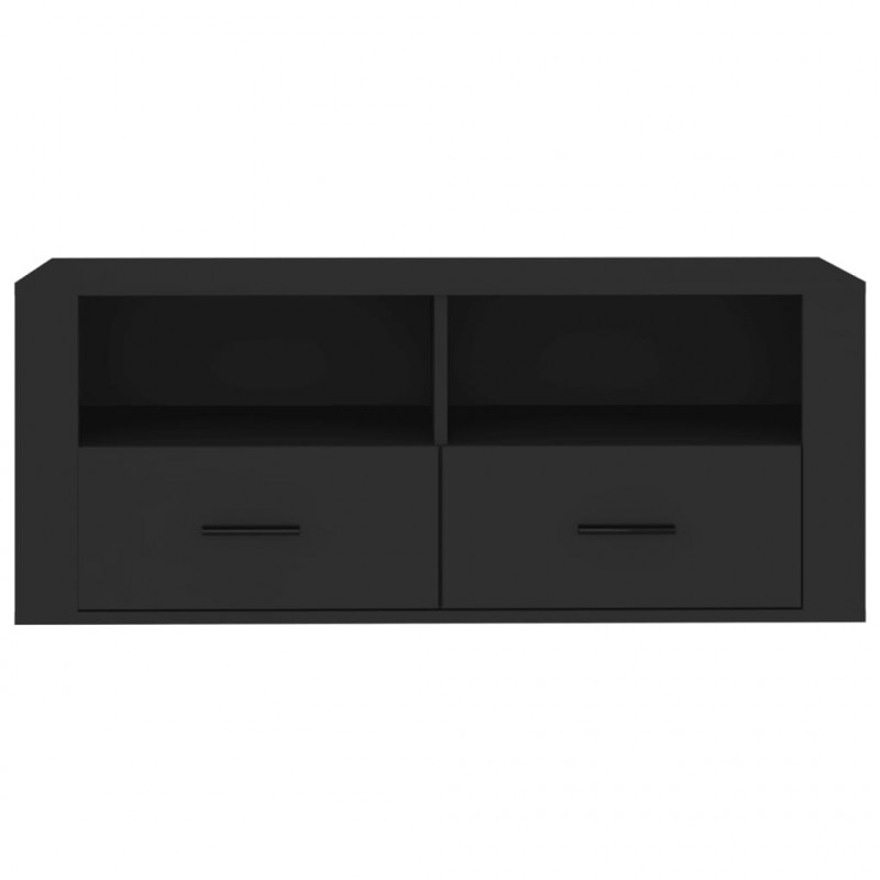 Szafka pod TV, czarna, 100x35x40 cm, materiał drewnopochodny