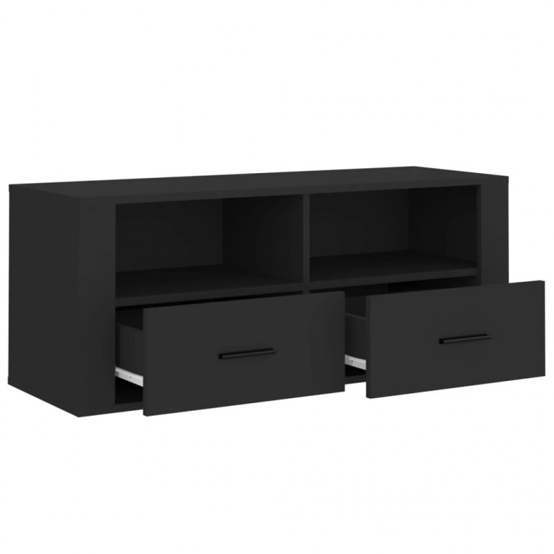 Szafka pod TV, czarna, 100x35x40 cm, materiał drewnopochodny