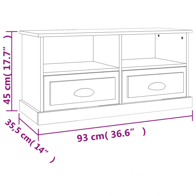 Szafka pod TV, szarość betonu, 93x35,5x45 cm