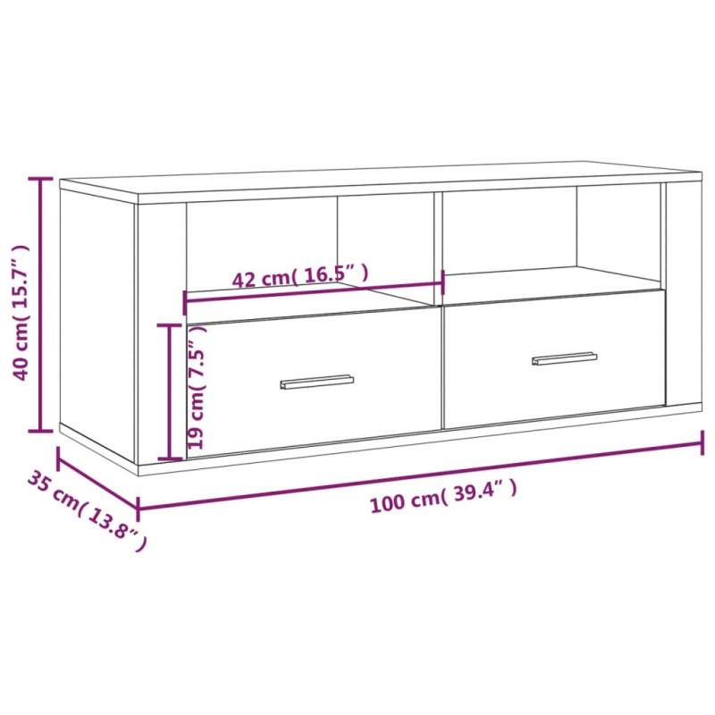 Szafka pod TV, czarna, 100x35x40 cm, materiał drewnopochodny