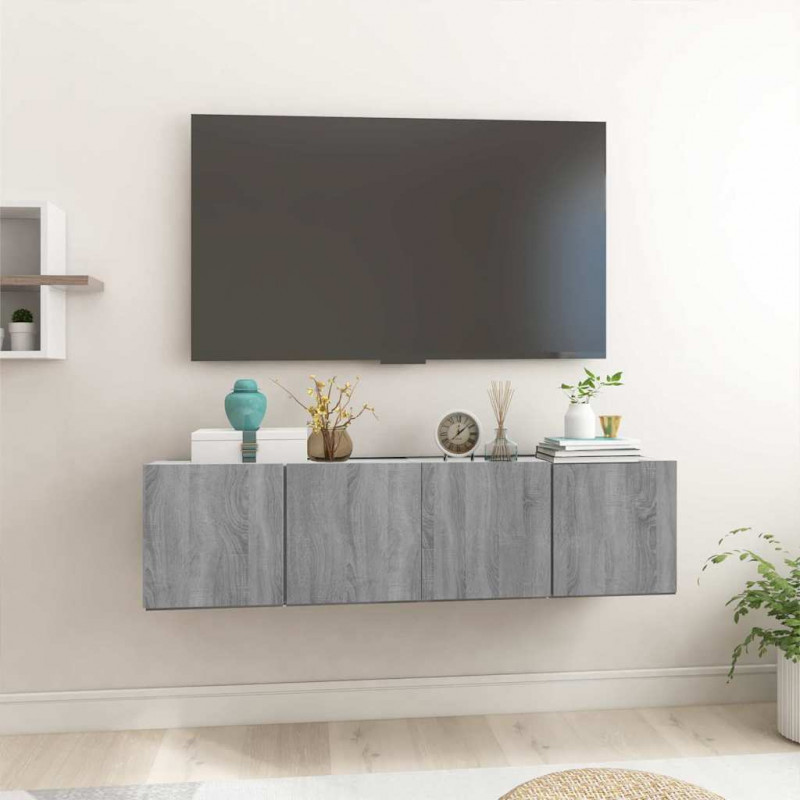 Wiszące szafki pod TV, szary dąb sonoma, 2 szt., 60x30x30 cm