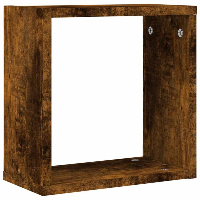 Półki ścienne Cube 2 szt. Dąb wędzony 30x15x30 cm