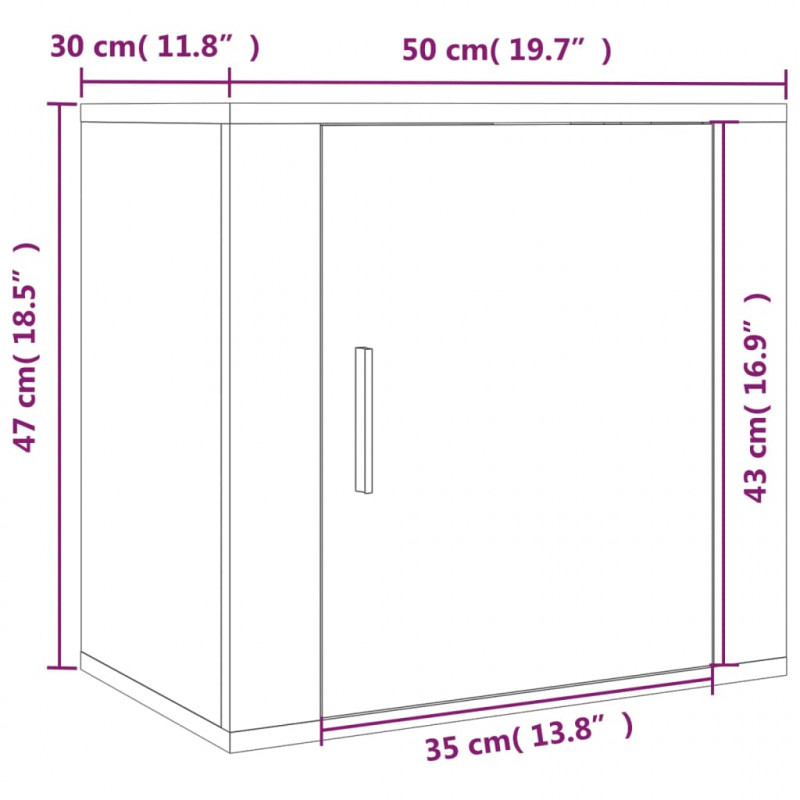 Wisząca szafka nocna, przydymiony dąb, 50x30x47 cm
