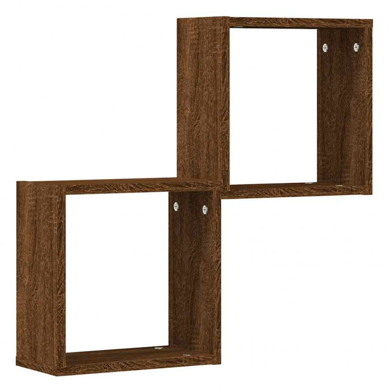 Półki ścienne Cube 2 szt. Brązowy dąb 30x15x30 cm