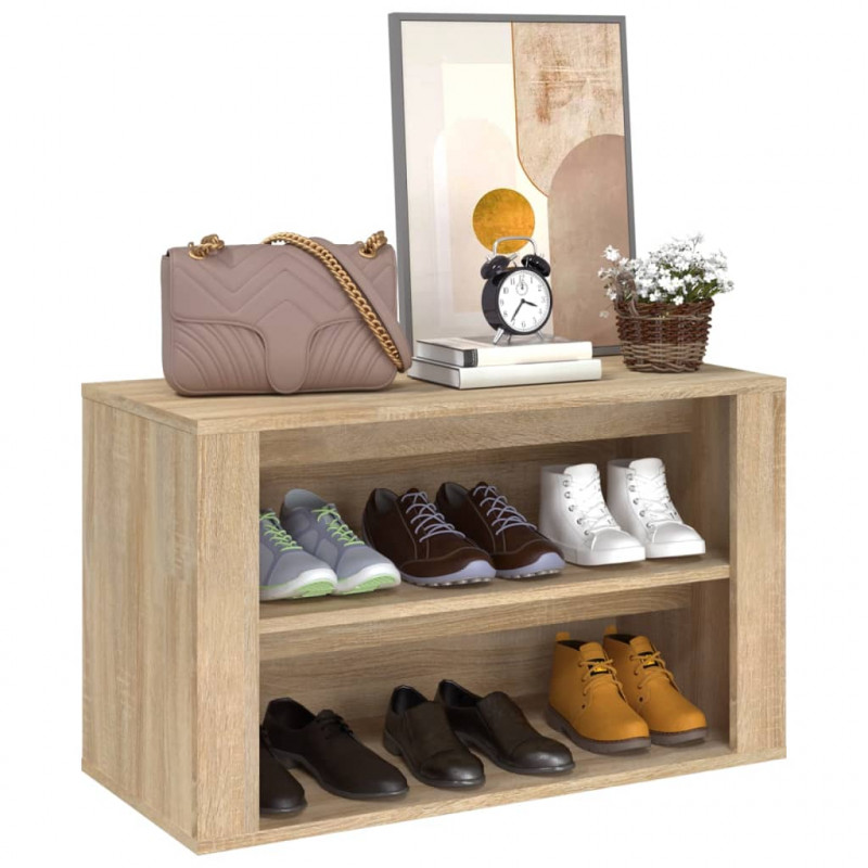 Półka na buty, dąb sonoma, 75x35x45 cm, materiał drewnopochodny