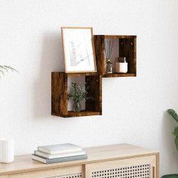 Półki ścienne z półką 2 pcs Dąb wędzony 26 x 15 x 26 cm