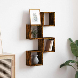 Półki ścienne z półką 4 pcs Dąb wędzony 26 x 15 x 26 cm