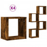 Półki ścienne z półką 4 pcs Dąb wędzony 26 x 15 x 26 cm