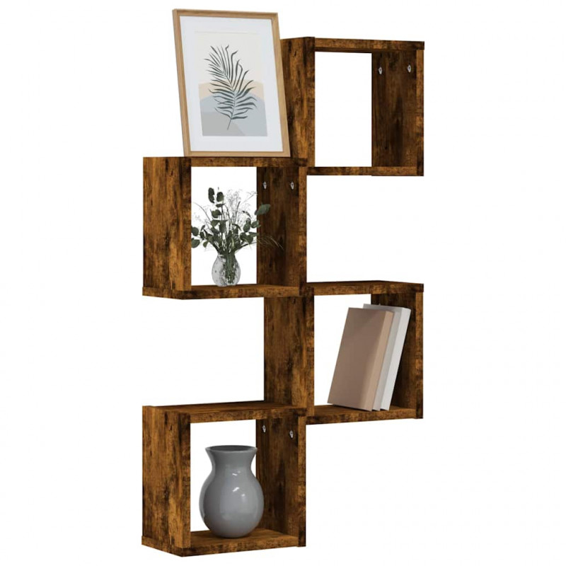 Półki ścienne z półką 4 pcs Dąb wędzony 26 x 15 x 26 cm