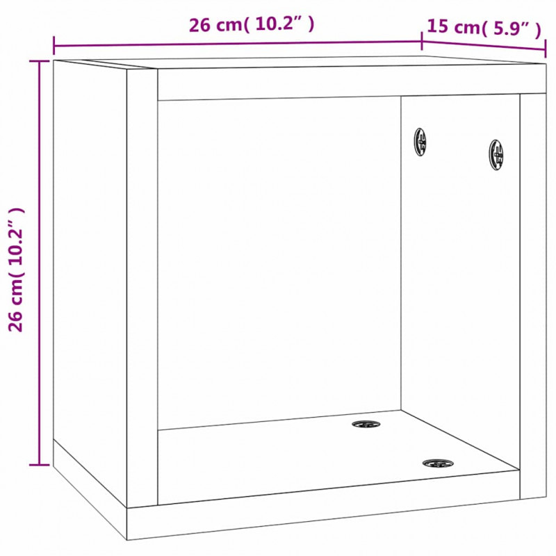 Półki ścienne z półką 4 pcs Dąb wędzony 26 x 15 x 26 cm