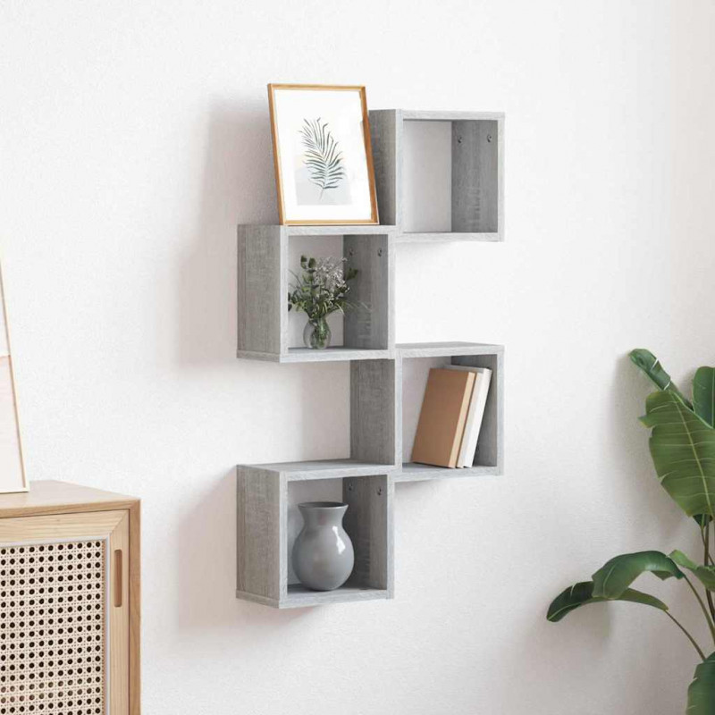 Półki ścienne z półką 4 pcs Szary Sonoma 26 x 15 x 26 cm