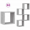 Półki ścienne z półką 4 pcs Szary Sonoma 26 x 15 x 26 cm