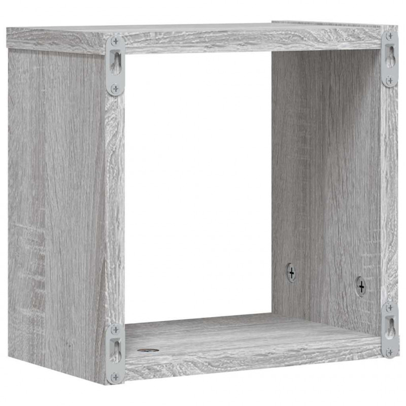 Półki ścienne z półką 4 pcs Szary Sonoma 26 x 15 x 26 cm